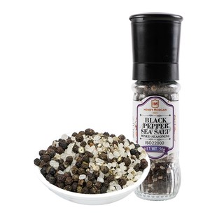 进口亨利摩根海盐黑胡椒粒原装带研磨器粉腌制轻食西餐牛排调味料