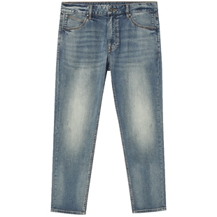 903杰克琼斯男装秋季新款裤子简约猫须水洗九分裤休闲牛仔裤男款