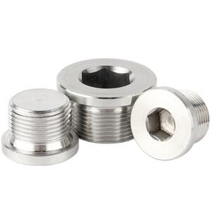 304不锈钢内六角法兰堵头G1G2闷头带边管堵丝堵油塞M10M12M16-M60