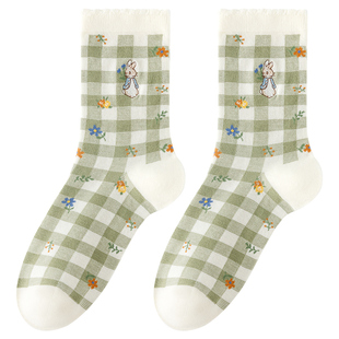 caramella袜子女2026秋冬新款中筒袜女生可爱棉袜比得兔联名女袜