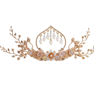 青雀记原创手工古风头冠汉服旗袍配饰清新仙女流苏发饰霜露·发冠