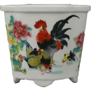 仿古瓷器粉彩全家福小花钵 多肉花盆 景德镇瓷器 摆件古玩收藏品
