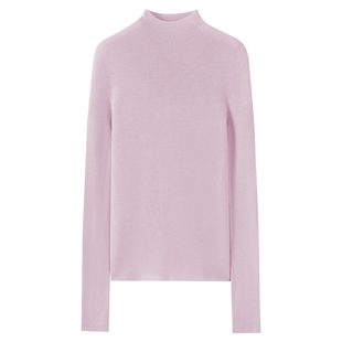 淡紫色半高领打底衫女士秋冬内搭可外穿高级感修身显瘦中领针织衫