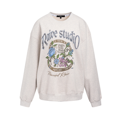 RAIVE常规宽松全棉复古印花卫衣