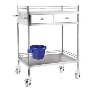 美容医院器械大中小号304不锈钢推车实验室医务室双层抽屉治疗车