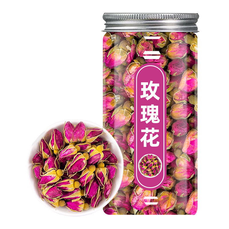 平阴玫瑰花茶金边玫瑰花茶正品罐装干花新鲜晒干泡茶泡水喝的东西