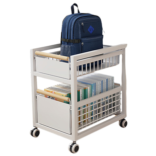 放书包置物架可移动初中生桌下书本架子小推车多层收纳筐放置神器
