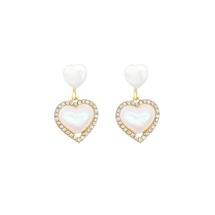 轻奢小众人鱼姬渐变色爱心珍珠耳环女法式夏季耳钉2023年新款潮