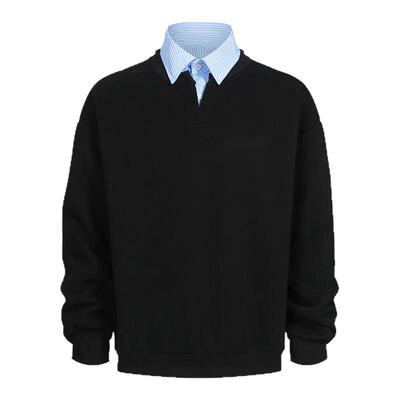 YORAINBOW 春季老钱风条纹翻领长袖卫衣酷飒通勤polo衫松弛感chic