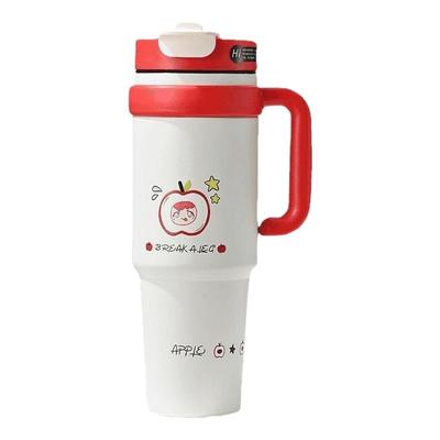 大容量吸管保温保冷水杯直饮两用水壶女高颜值带把手冰霸杯ins风