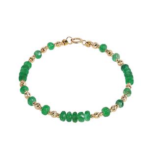 若华珠宝金络翠 赞比亚祖母绿宝石手链女18K金彩宝手串手饰礼物