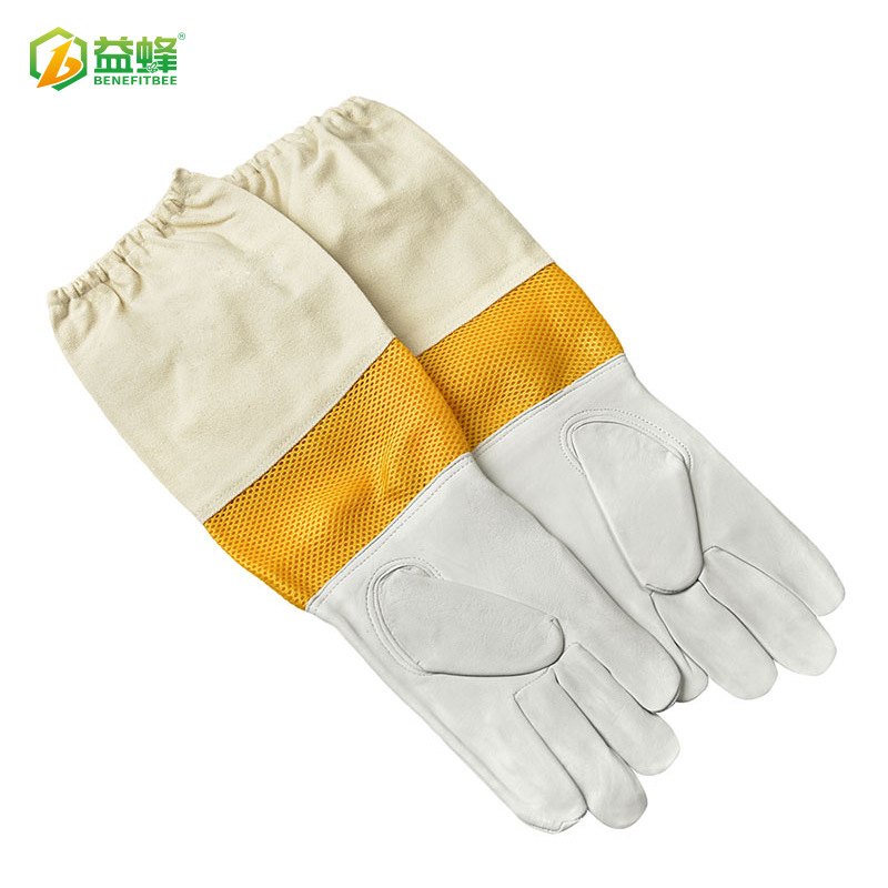 养蜂工具蜂具白皮金黄色透气手套防蜜蜂手套工具防护蜂网布短网