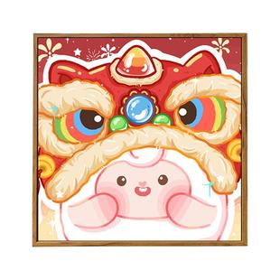 新年蛋仔派对数字油画DIY儿童手工绘填充涂色丙烯油彩卡通装饰画
