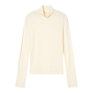 COVERINS2024年秋季新款修身版型高领羊毛米白针织衫女