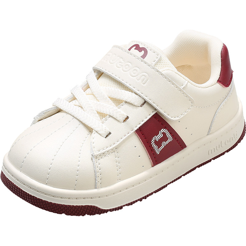 牧童童鞋儿童板鞋2025秋季新款男童鞋皮面女童休闲鞋贝壳头小白鞋