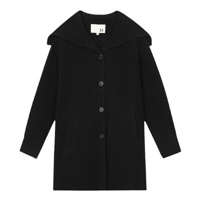 MIIWII/末·未黑色双面呢大衣