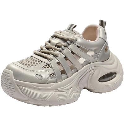 百丽女鞋子网透气运动老爹凉鞋夏季新款厚底休闲鞋D9K1DBM5