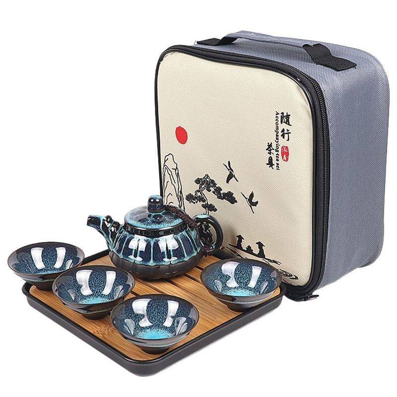 便携天目釉油滴建盏茶具礼盒