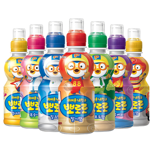 韩国进口啵乐乐pororo儿童果汁饮料235ml8瓶葡萄草莓果味果汁饮品