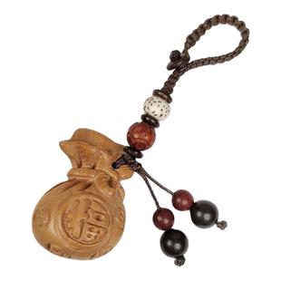 【已祝福】桃木福袋汽车钥匙扣男女平安挂件钱袋子护身符招财守财