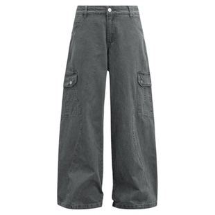 INKNOTS美式复古水洗做旧解构工装裤男女潮牌宽松立体剪裁长裤ins