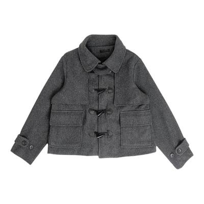 eihey诶嘿牛角扣宽松毛呢外套女