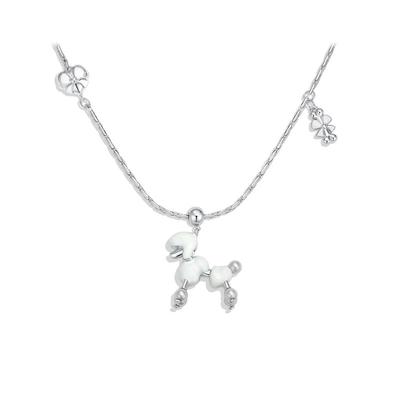 洞天TONETALE气球狗贵宾犬项链女精致可爱狗狗情人节情侣饰品吊坠