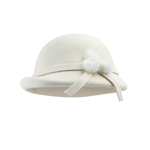 留洋千金风蝴蝶结羊毛贝雷帽女秋冬新款渔夫帽显脸小名媛气质帽子