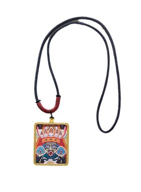 藏式金色唐卡项链五爷绿度母项坠