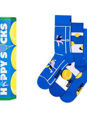 【2026新款】Happy Socks潮牌创意网球袜子礼盒小众送礼中筒袜