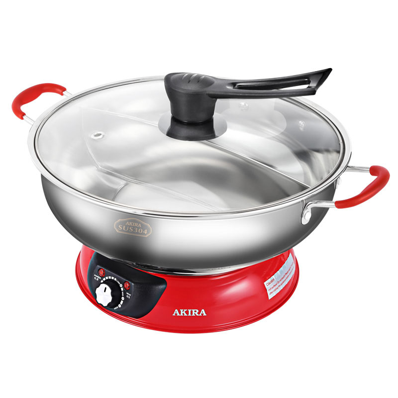 爱家乐不锈钢电火锅锅家用鸳鸯锅4-6-8人大容量插电分体式电热锅