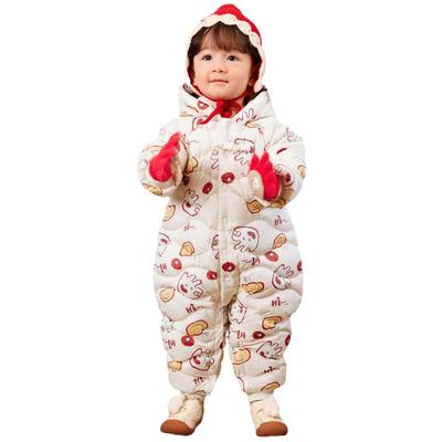 巴拉巴拉婴儿宝宝羽绒服连体衣男童女童红色外出服儿童冬装童装厚