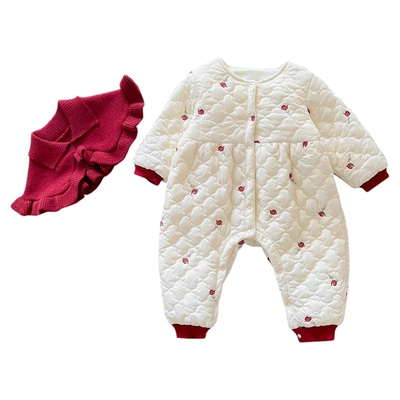 婴儿衣服女宝宝连体衣棉服