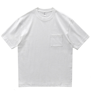 HAVE BLUE 260G落肩口袋t恤美式复古宽松重磅纯棉短袖男潮体恤衫