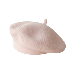 甜美纯色兔毛针织贝雷帽冬季加厚保暖蓓蕾帽女生温柔少女画家帽子