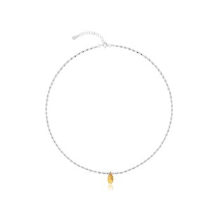 G/S万物理论 冷淡风925银珠小圆牌项链女小众撞色字母吊坠锁骨链