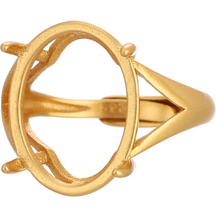 18K工艺戒指空托椭圆形戒指托 镶嵌蜜蜡翡翠琥珀绿松石戒指托空托