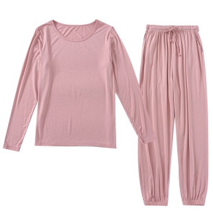 莫代尔睡衣女士春夏季套装长袖长裤宽松大码家居月子服可外穿秋冬