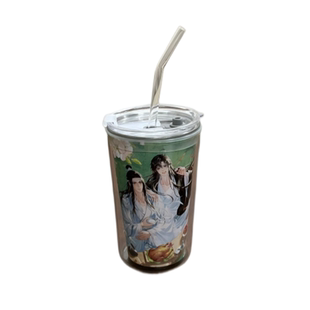 华莱士联名魔道祖师PP杯diy改造304内胆杯盖子吸管玻璃外壳材料包