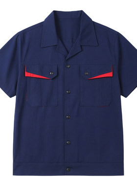 夏季工作服男装薄款短袖套装定制新款汽修工厂车间工程劳保服夏天