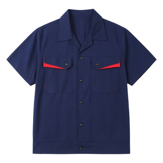 夏季工作服男装薄款短袖套装定制新款汽修工厂车间工程劳保服夏天