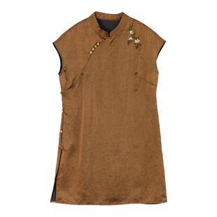 布小匠原创女装新款龟纹香云纱衬衫女桑蚕丝中式旗袍国风修身上衣