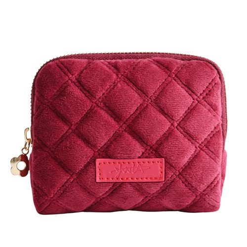 首饰收纳包小香风菱格精致戒指吊坠饰品袋外出高档便携口红化妆包