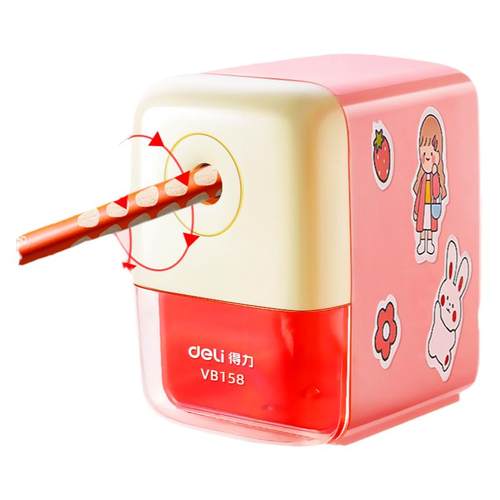 得力文具卷笔刀手摇式儿童小学生专用铅笔刀削笔机器自动进铅旋刨绞笔刀一年级幼儿园男女孩小型便携款