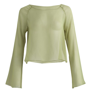 古典舞身韵纱衣演出服女飘逸舞蹈练功服上衣网纱短款现代舞服装女