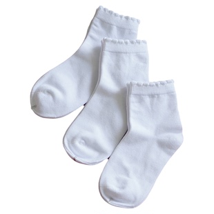 女童花边袜子白色棉袜春秋儿童公主袜防臭中大童小学生白袜中筒袜
