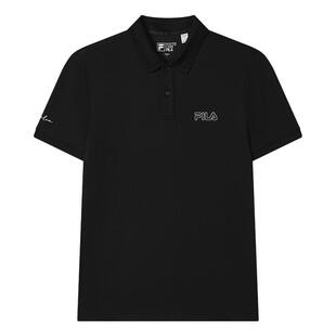 【易烊千玺同款】黑白POLO丨FILA斐乐针织短袖POLO衫男士弹力