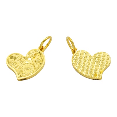 【店铺专属】18k金吉言爱心斜扣吊坠女款百搭DIY配件不脱模WT0553