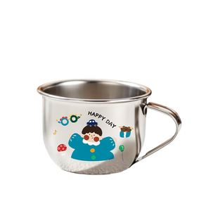 316不锈钢儿童水杯家用喝水杯子宝宝敞口学饮杯防摔幼儿园牛奶杯