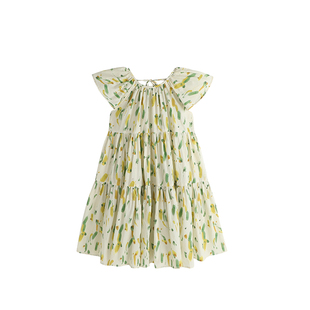 布丁哈鲁童装夏装女童休闲长裙2026夏季新款儿童洋气碎花连衣裙